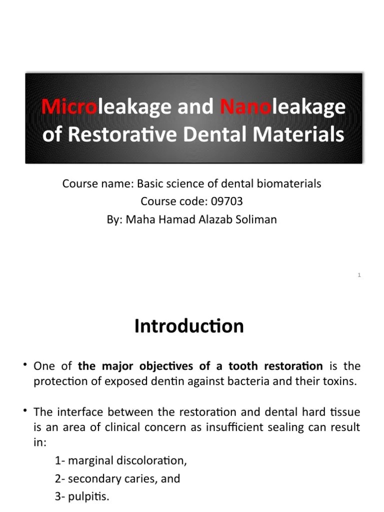 Microleakage and Nanoleakge PDF Dental Composite Dental Material