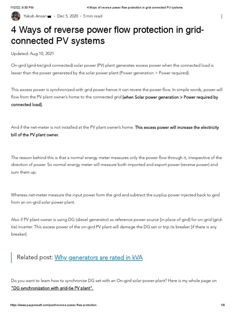 4 Ways of Reverse Power Flow Protection in GridConnected PV Systems