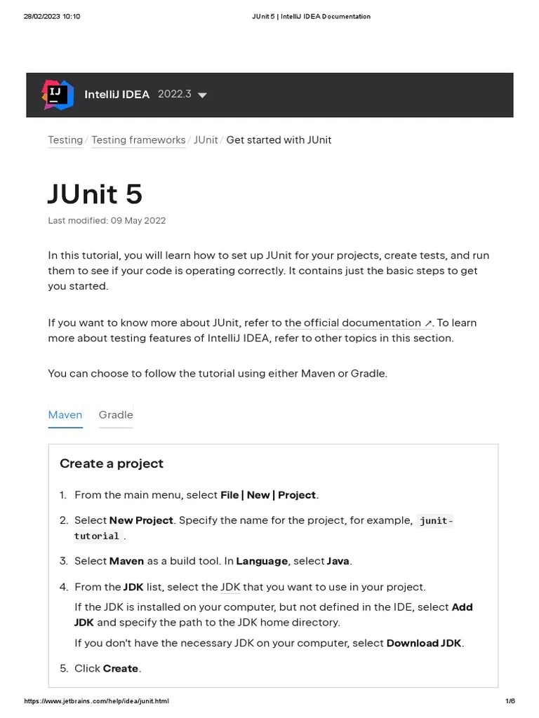 JUnit 5 IntelliJ IDEA Documentation PDF