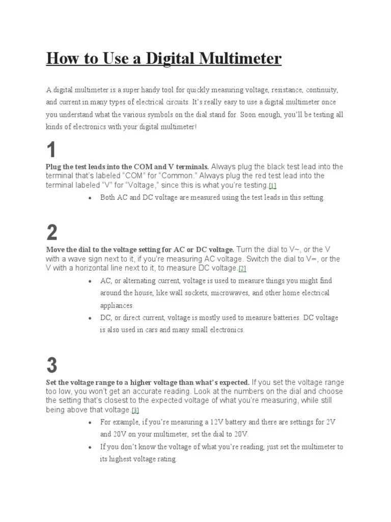 How To Use A Digital Multimeter PDF
