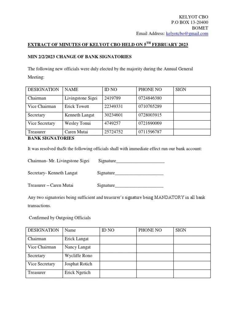 Extract of Minutes PDF