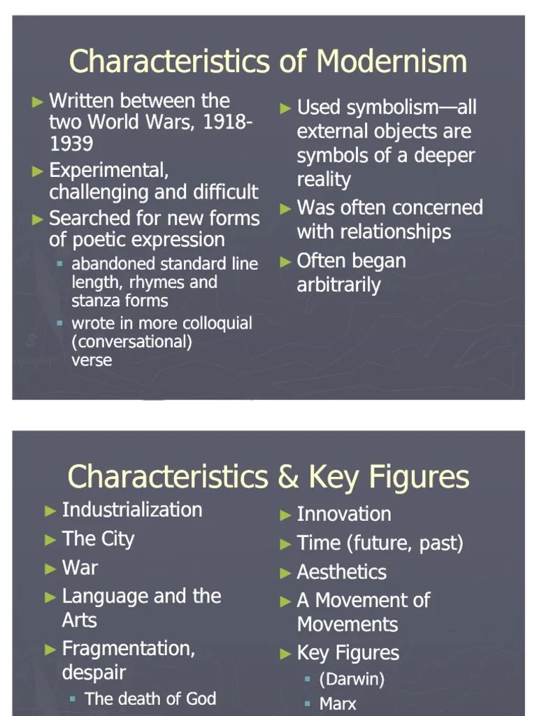 Characteristics of Modernism PDF