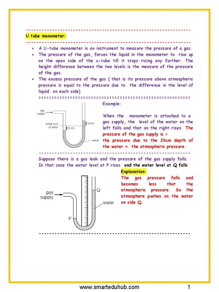 Mercury Manometer PDF Pressure Pressure Measurement
