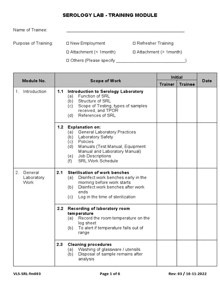 Fm003 Training Modules 2022 Updated PDF Elisa Laboratories