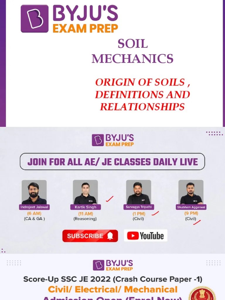 Byjus Origin of Soils, Definitions and Relationships PDF Rock