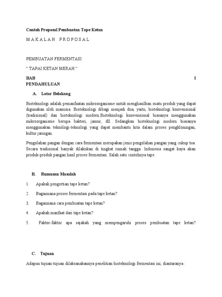 Contoh Proposal Pembuatan Tape Ketan PDF