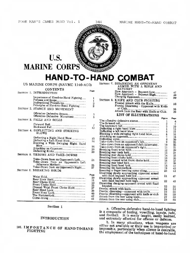 Us Marine Corps Hand To Hand Combat Text PDF Human Anatomy