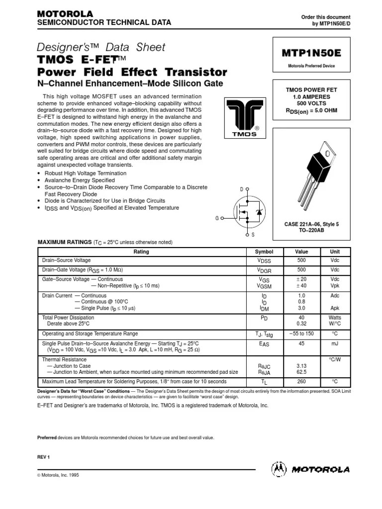 Datasheet Field Effect Transistor Mosfet