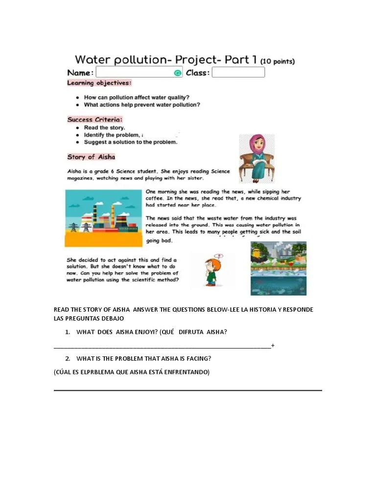 Water Pollution Worksheet PDF