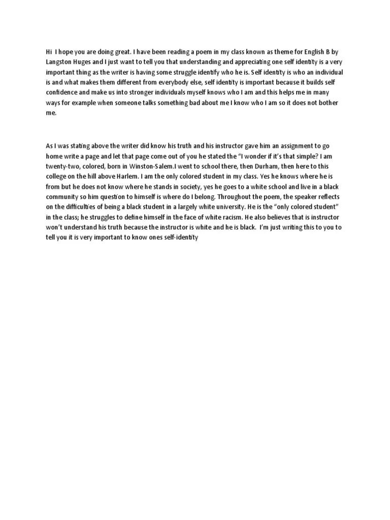 Theme For English B PDF