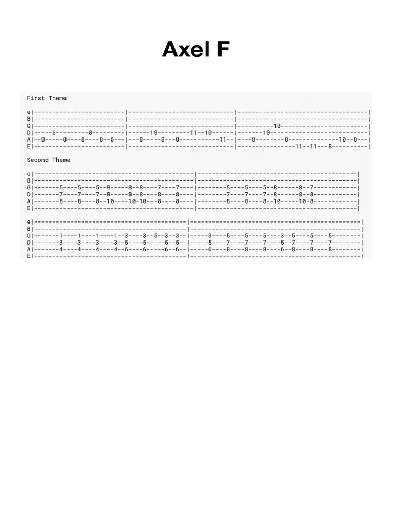 Axel F Tab PDF
