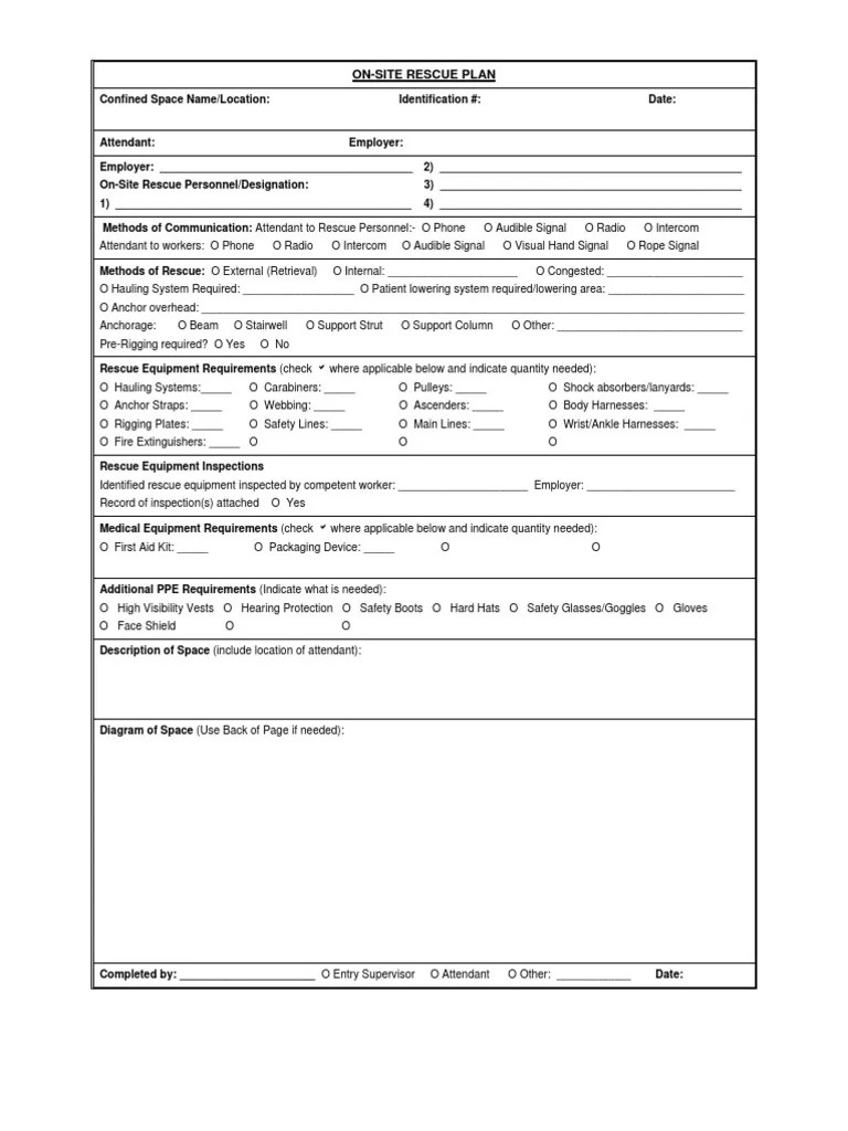 Confined Space Rescue Plan Prevention Safety