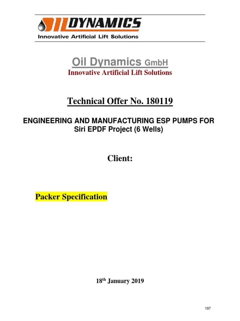Packer Specification PDF Equipment Mechanical Engineering