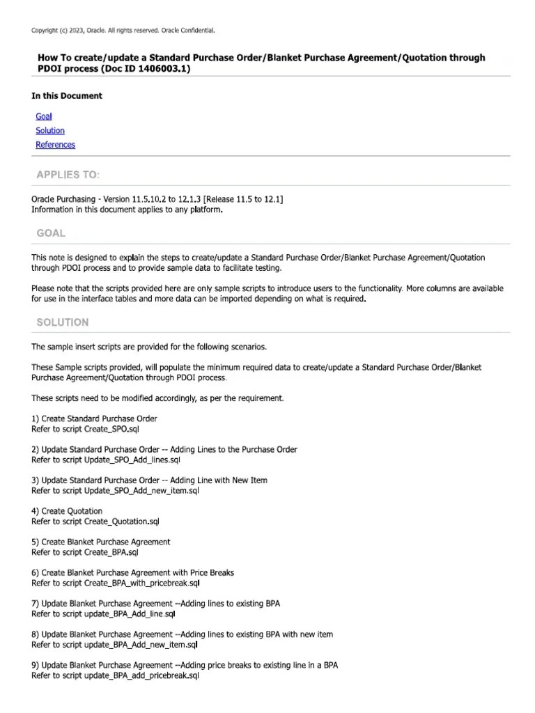 Oracle Metalink How To Create Update A Standard Purchase Order