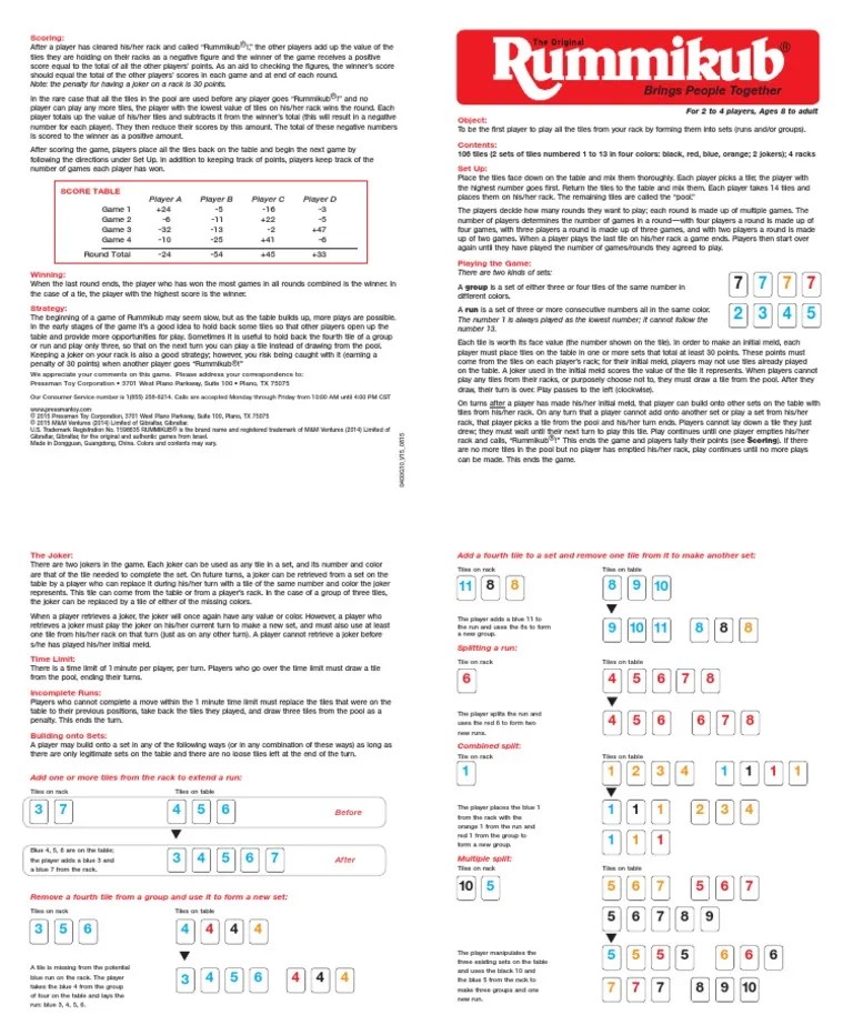 Rummikub Rules PDF