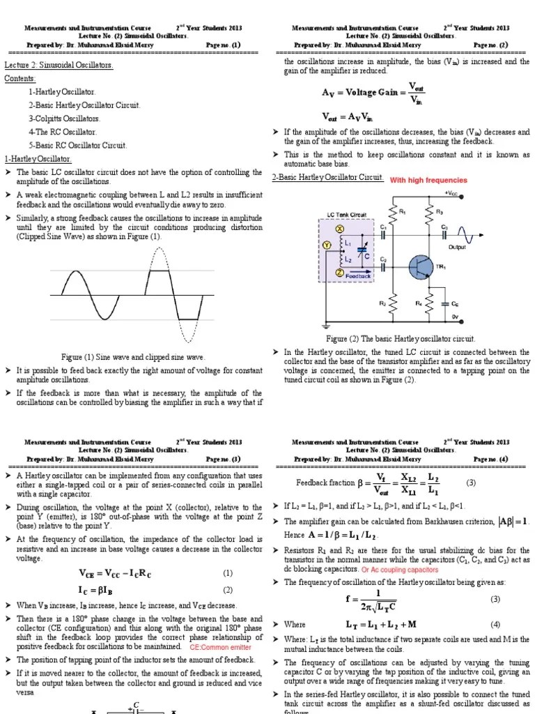 Lecture 02 Print PDF Electronic Oscillator Amplifier