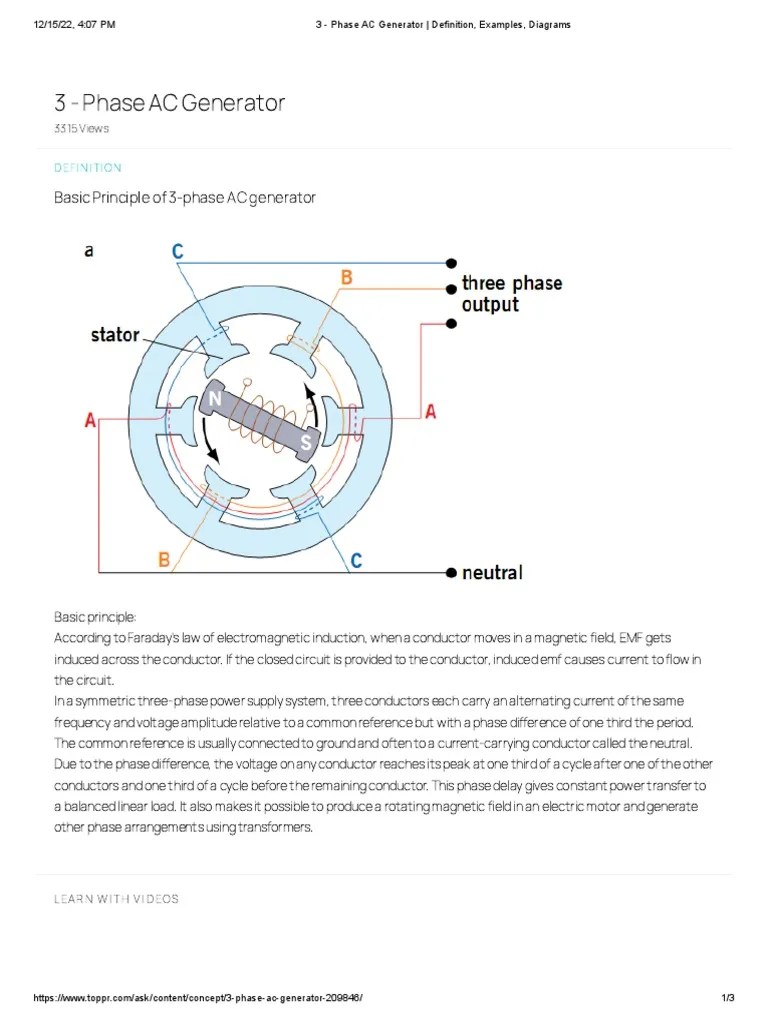 3 Phase AC Generator Definition, Examples, Diagrams PDF