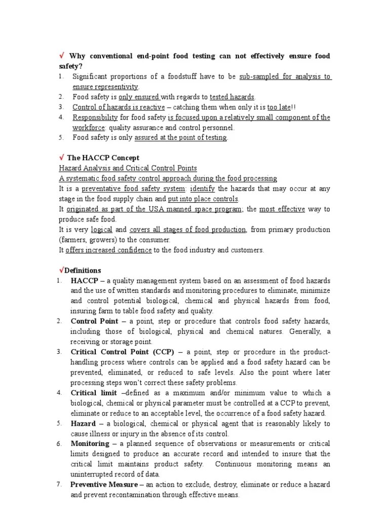 Haccp Exam PDF Hazard Analysis And Critical Control Points Food Safety