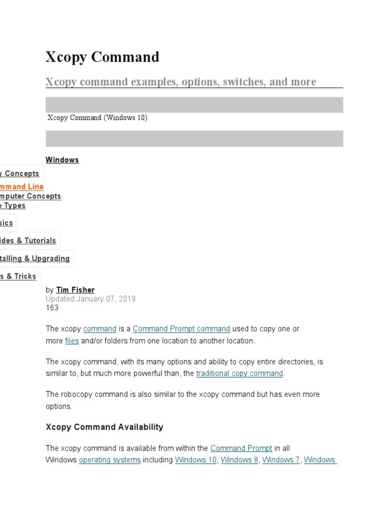 Xcopy Command Batch Script PDF Computer File Directory