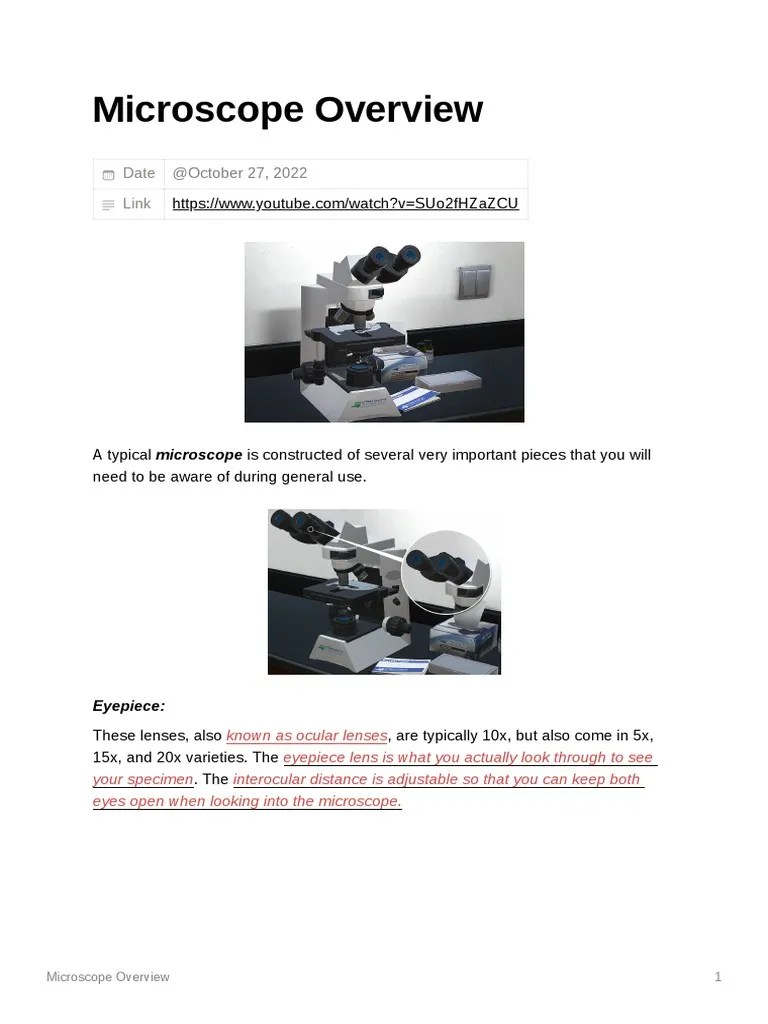 Microscope Overview PDF | PDF | Lenses | Optical Devices