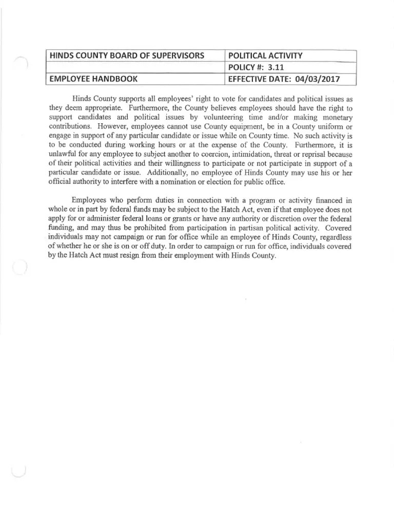 Hinds County Employee Policy PDF