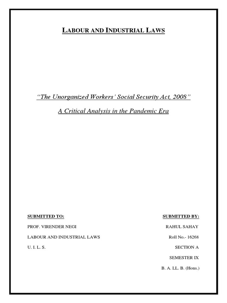A Critical Analysis of the Workers' Social Security Act