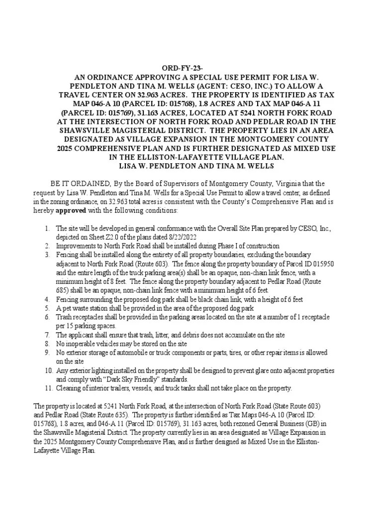 Montgomery County Proposed Ordinance Special Use Permit Love's Travel