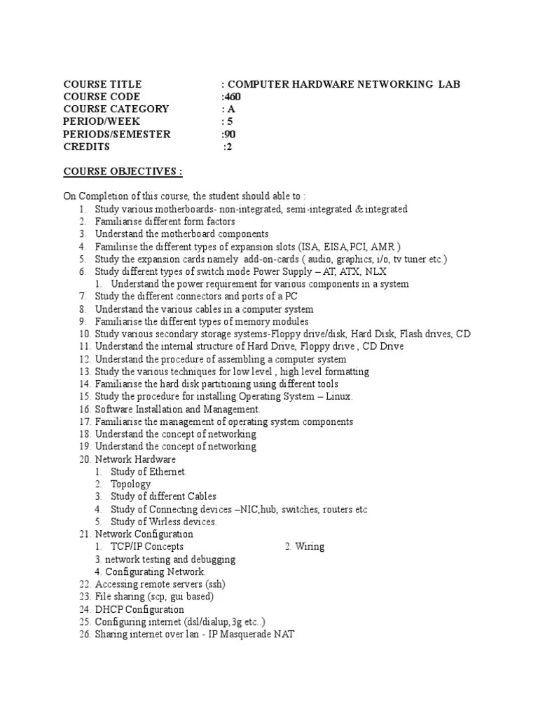 Computer Hardware Network Lab PDF