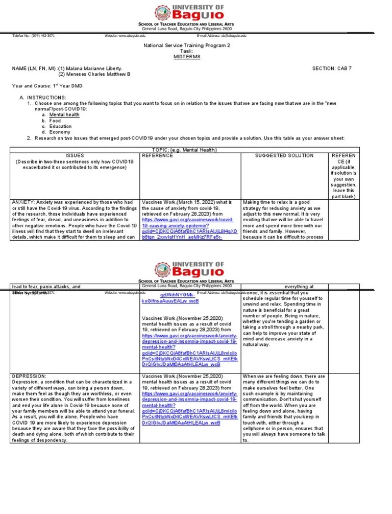 NSTP Midterms Activity 1 Meneses Charles Matthew B Malana Marianne
