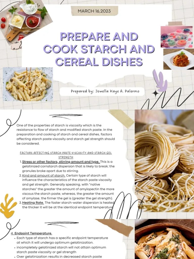 PREPAREAND COOKSTARCHANDCEREALDISHES PDF Pasta Starch