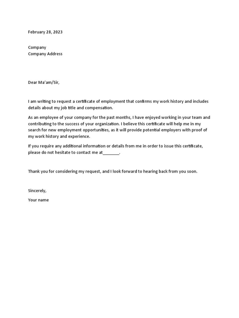 Request Letter (Coe) PDF