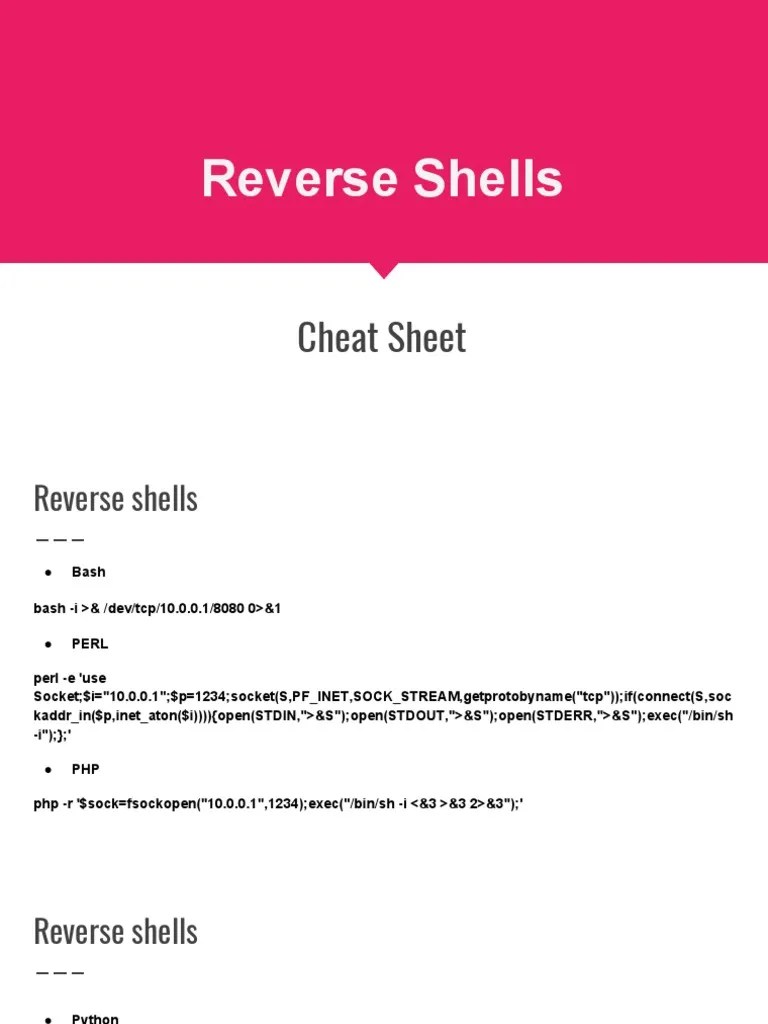 A Guide to Common Reverse Shell Commands Opening Remote Shells Using