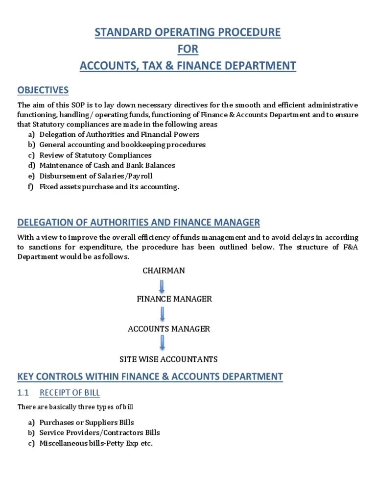 Sop Accounts and Finance PDF Invoice Payments