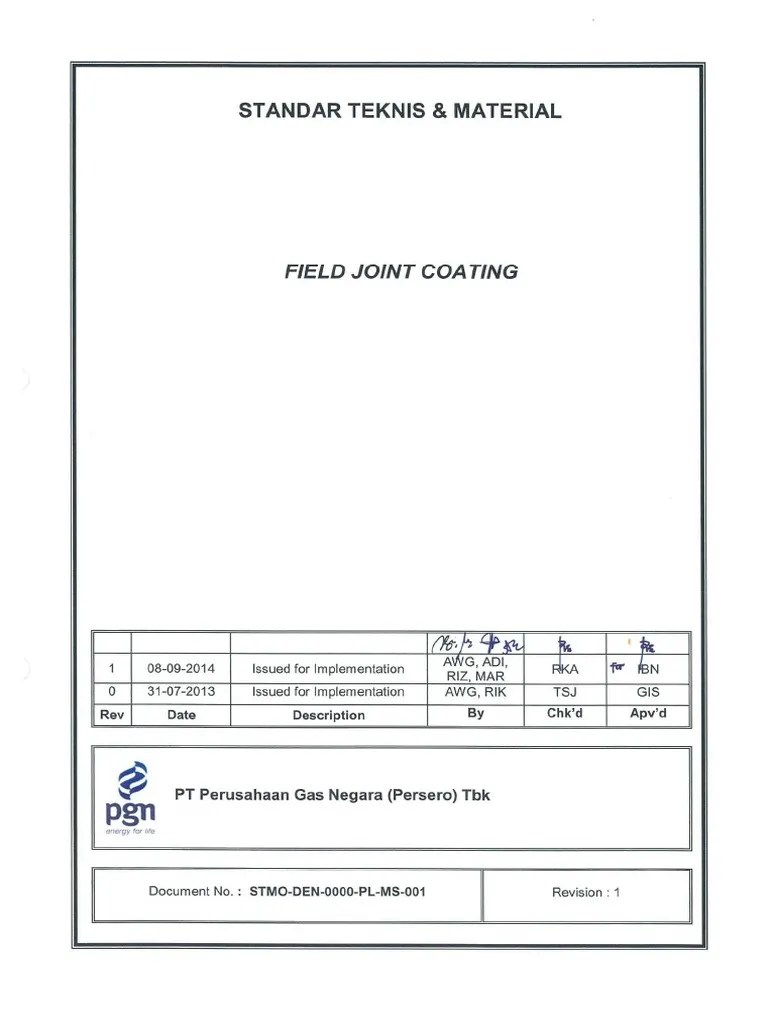 Spesifikasi Field Joint Coating PDF