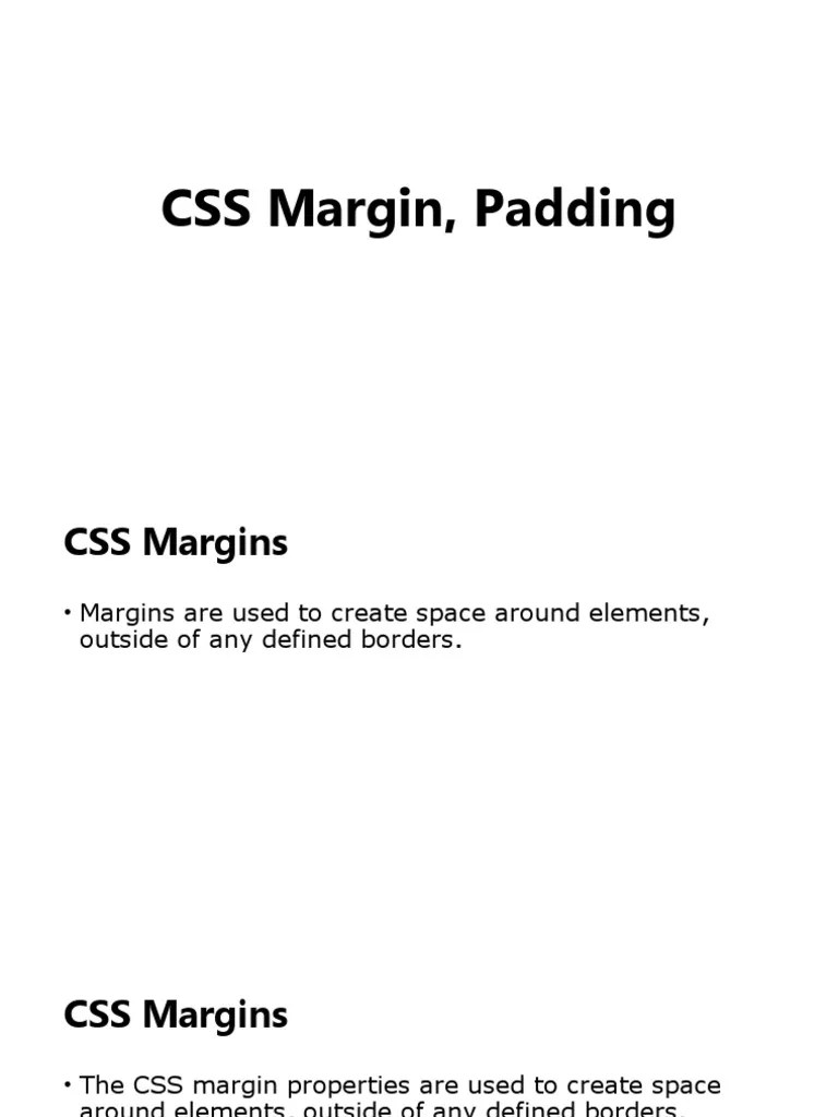 2CSS Margin Padding PDF Computing Computer Programming