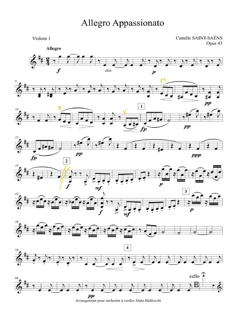 Violines I Allegro Appassionato, Op.43 (SaintSaëns) PDF PDF