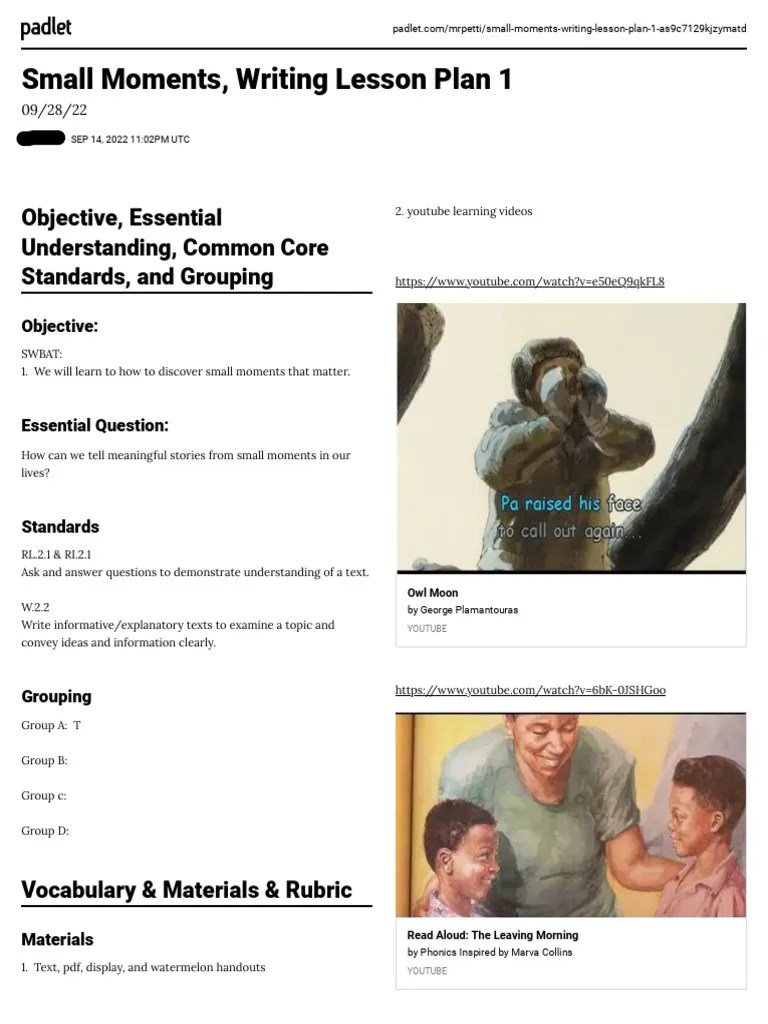 Small Moments Lesson 1 | PDF | Cognitive Science | Learning