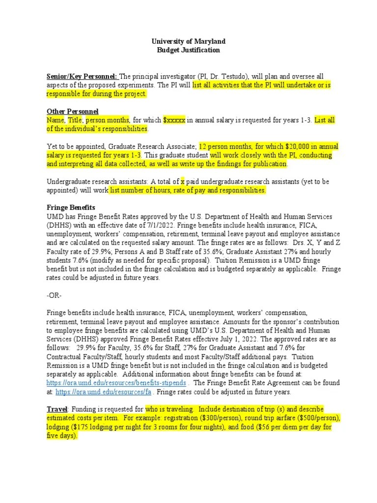 Sample Budget Justification FY23 PDF Employee Benefits Salary