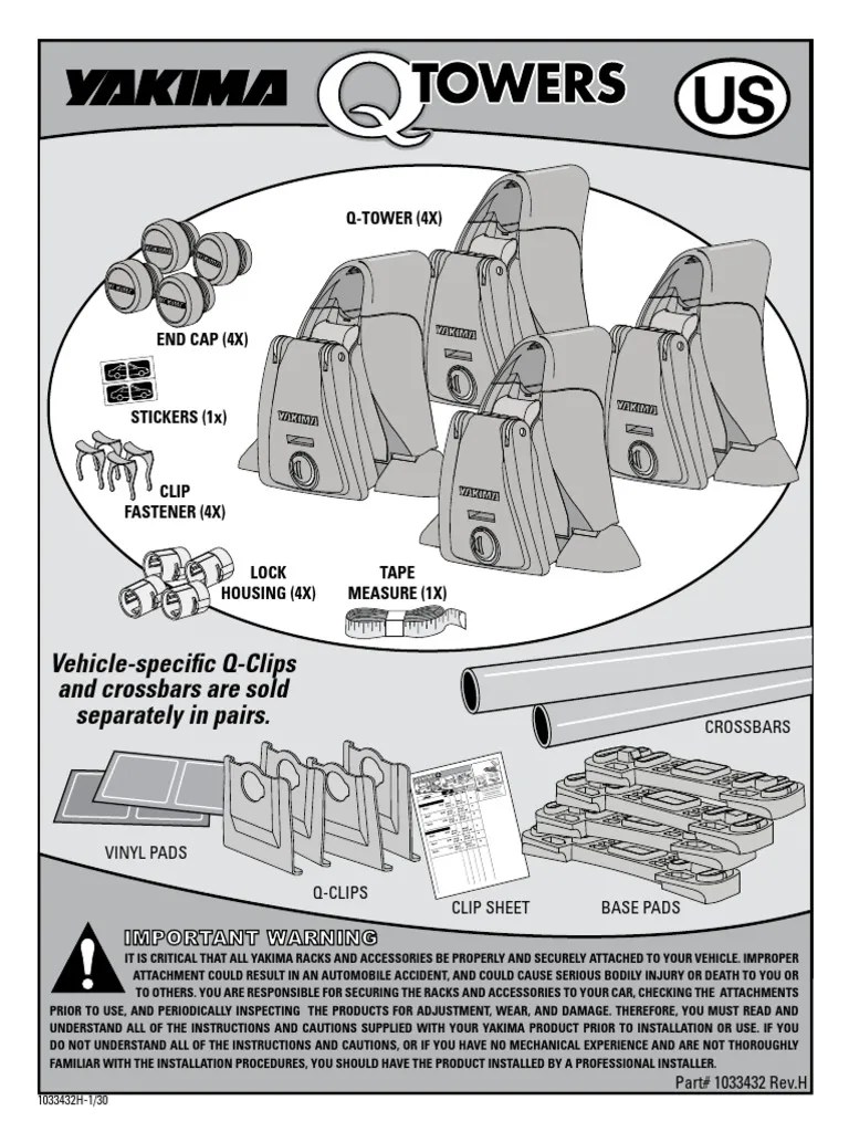 Yakima Q Tower Manual PDF