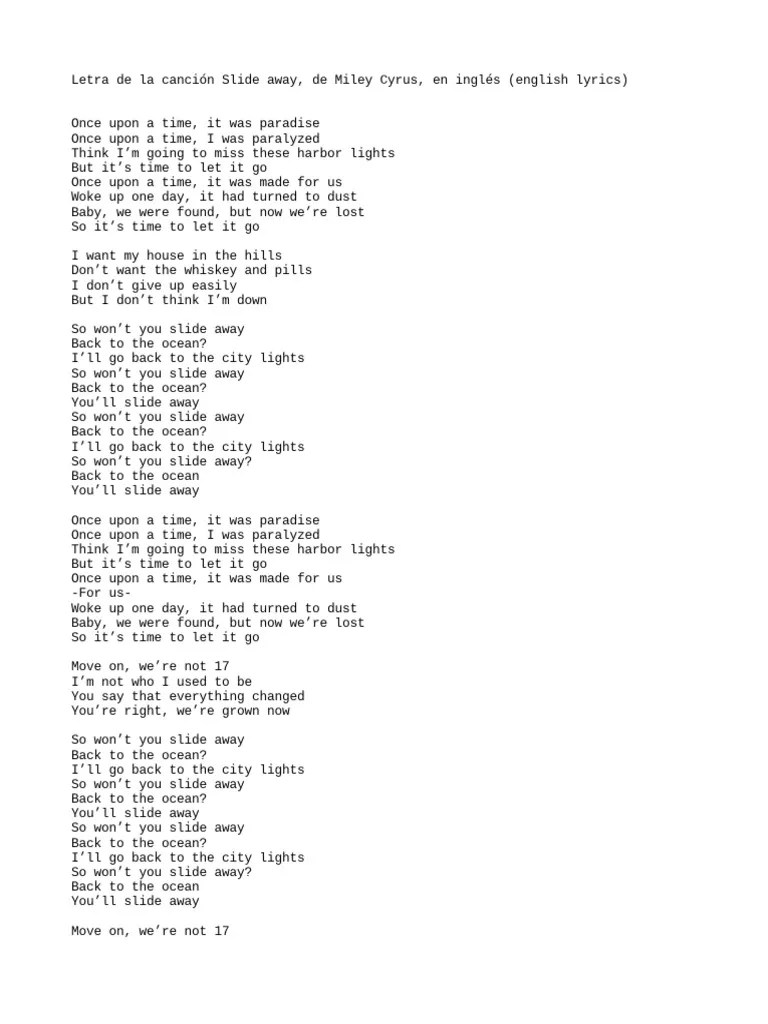 Slide Away Miley Cyrus PDF Música grabada Música pop
