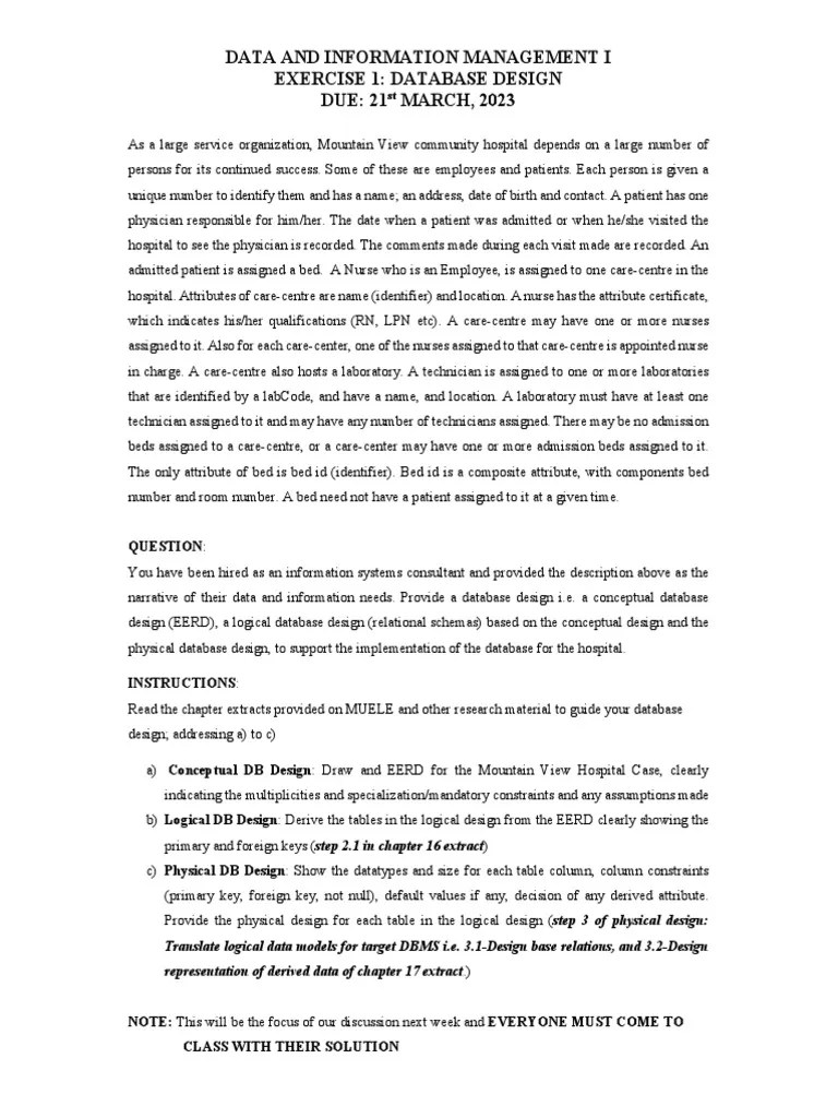 Mountain View Community Hospital PDF Databases Information Technology Management