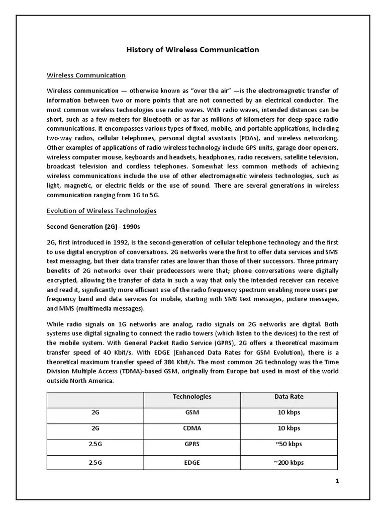 History of Wireless Communication PDF High Speed Packet Access Mimo