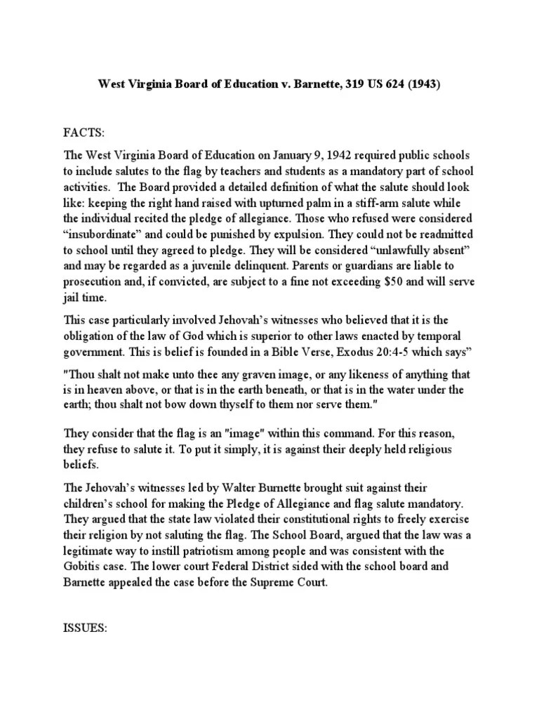 West Virginia Board of Education v. (1943) PDF First