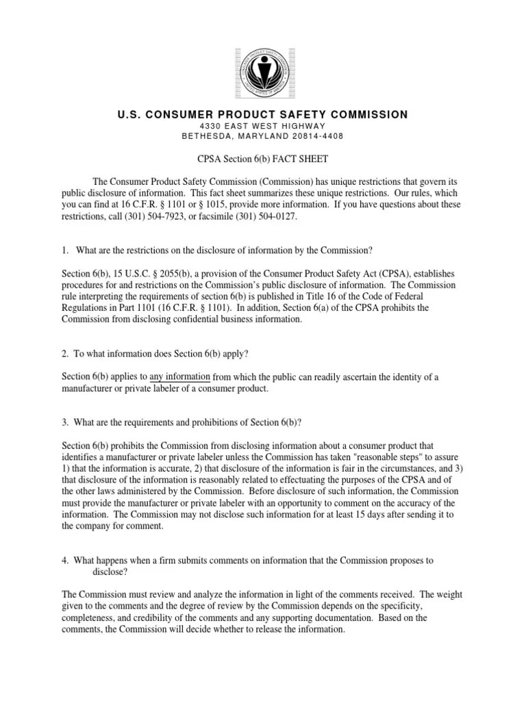 U.S. CONSUMER PRODUCT SAFETY COMMISSION Fact Sheet PDF Discovery