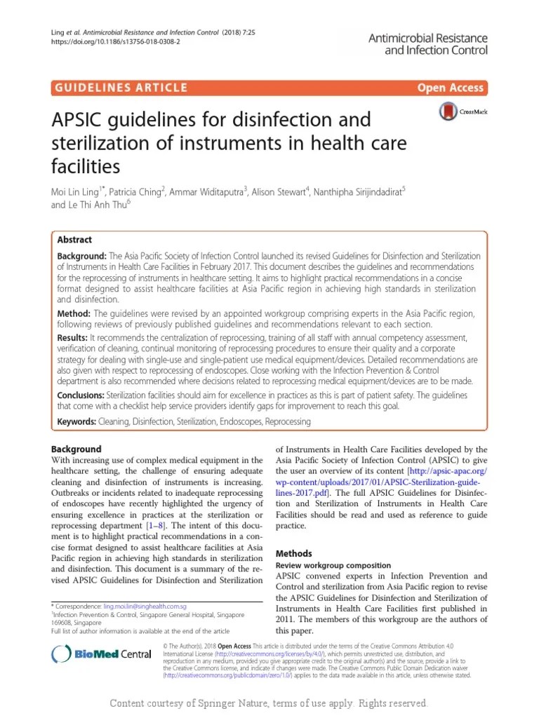 APSIC Guidelines For Disinfection and Sterilizatio PDF