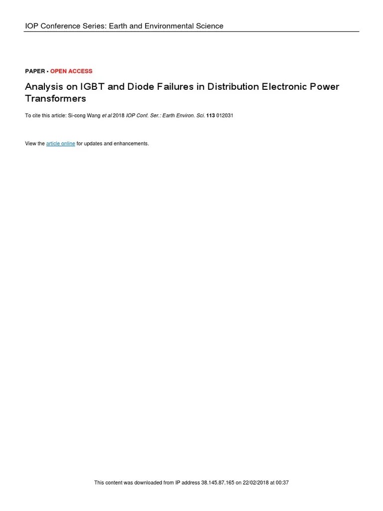 Analysis On IGBT and Diode Failures in Distribution Electronic Power