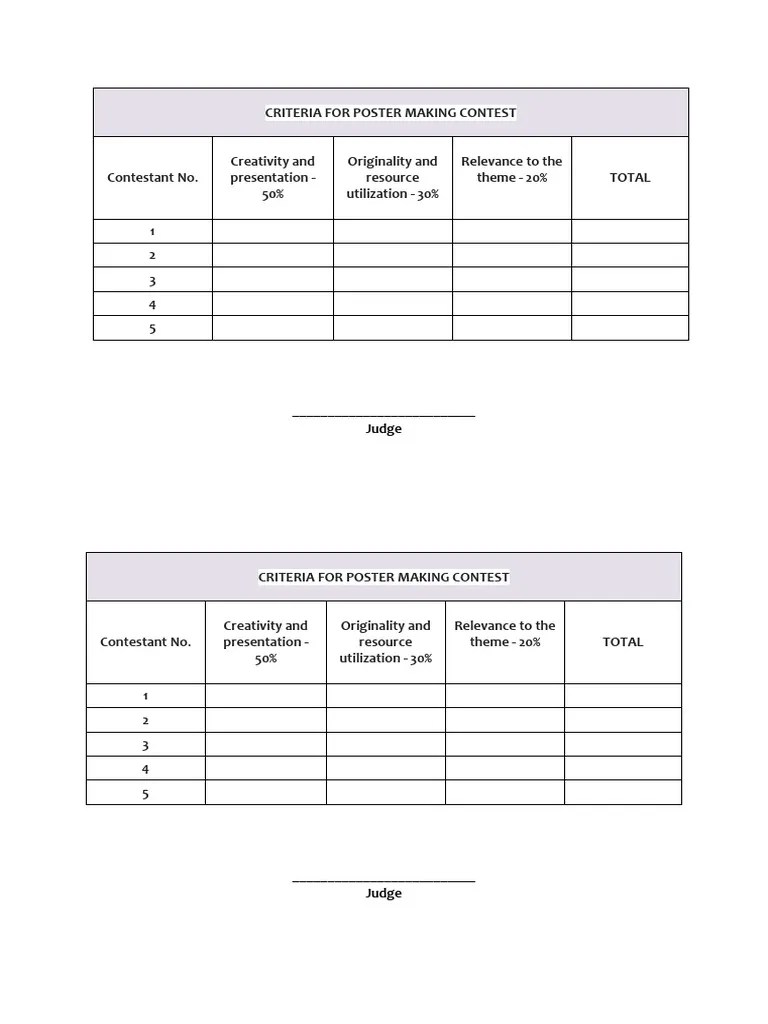 Criteria For Poster Making Contest PDF