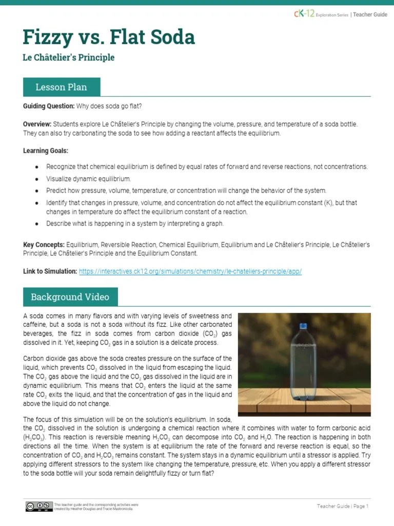 Why does soda go flat? Exploring Le Châtelier's Principle PDF
