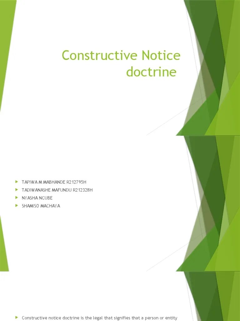 Constructive Notice Doctrine PDF Civil Law (Legal System) Justice