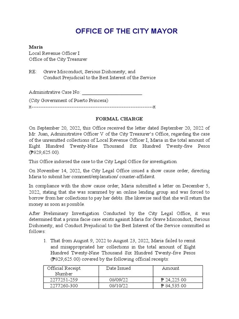 Sample Formal Charge Grave Misconduct PDF